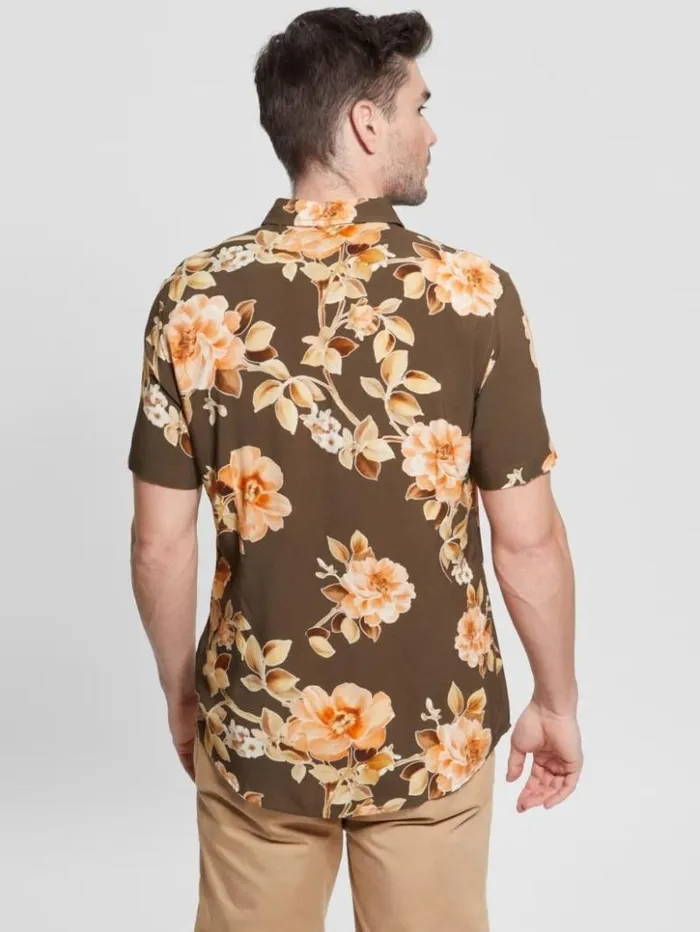 Men GUESS Shirts Eco Rayon Grassland Floral Shirt Grassland Floral