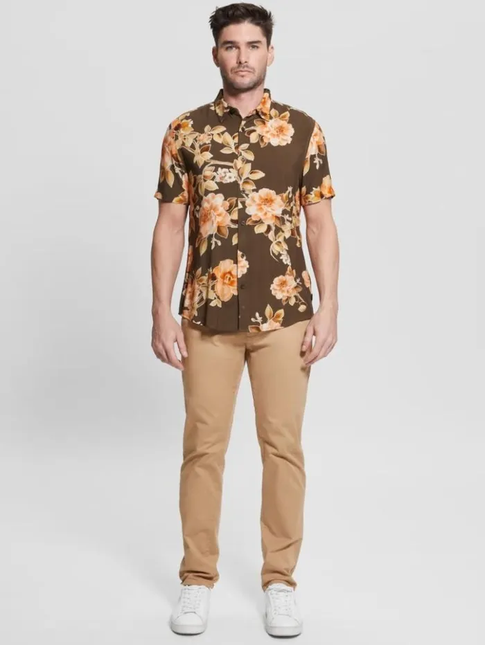 Men GUESS Shirts Eco Rayon Grassland Floral Shirt Grassland Floral