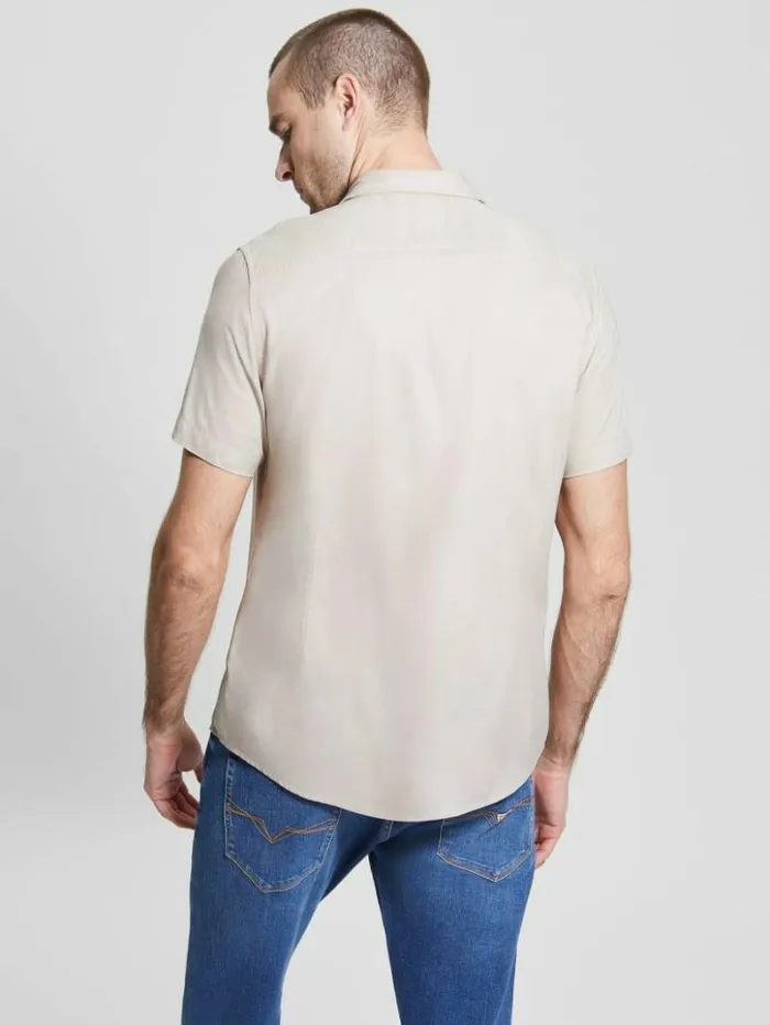 Men GUESS Shirts Eco Rayon Solid Shirt Pasadena Stone