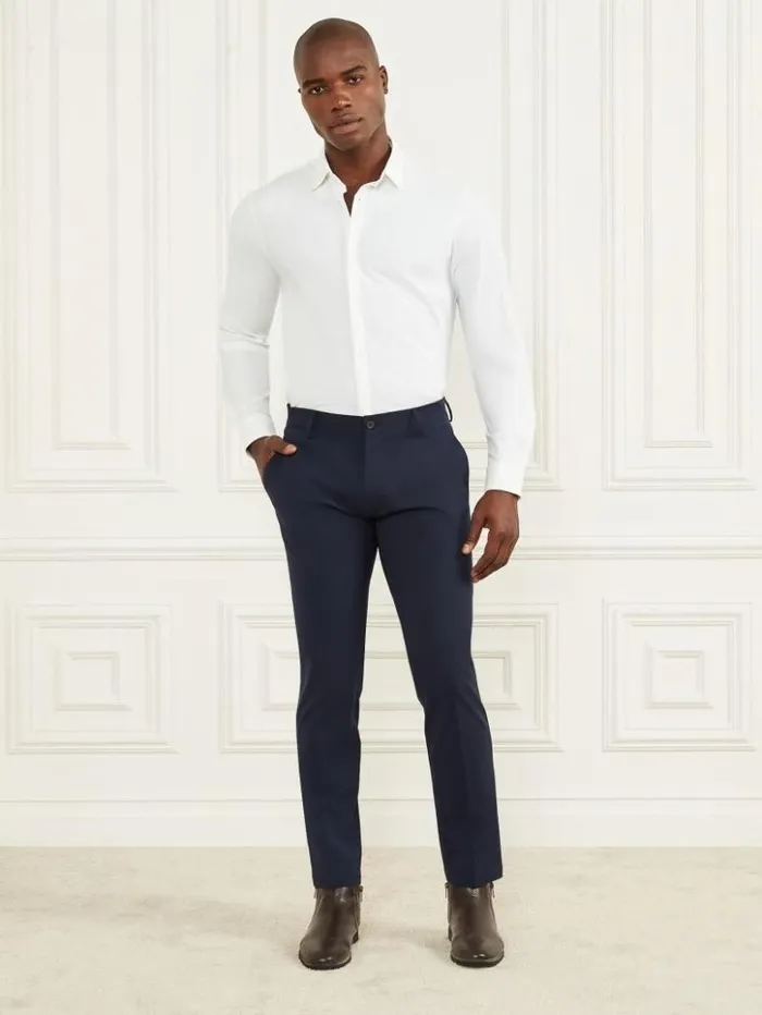 Men GUESS Shirts Formal ButtonUp Shirt Pure White