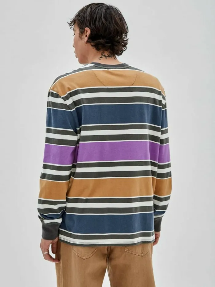 Men GUESS Shirts GUESS Originals Block Striped Tee Pure White Multi