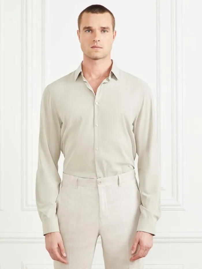 Men GUESS Shirts Italian Notched Cuff Shirt Hazel Wood