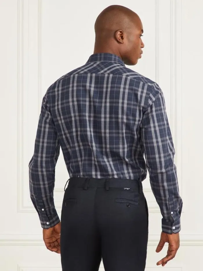 Men GUESS Shirts Joe Notched Cuff Shirt Blue And Grey Check