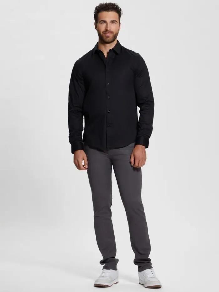 Men GUESS Shirts Luxe Stretch Shirt Black