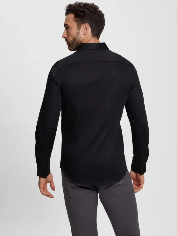 Men GUESS Shirts Luxe Stretch Shirt Black