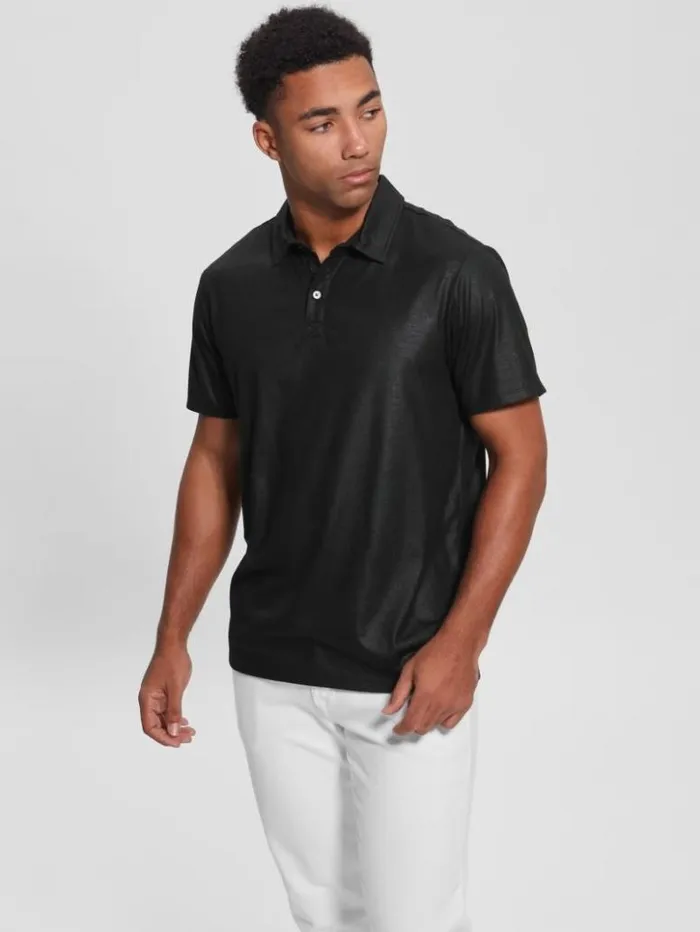 Men GUESS Shirts Mason Shine Polo Black