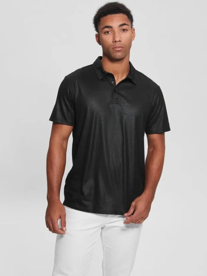 Men GUESS Shirts Mason Shine Polo Black