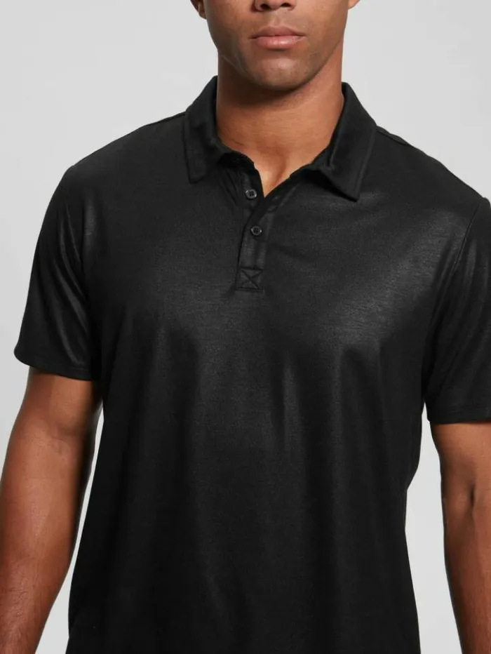 Men GUESS Shirts Mason Shine Polo Black