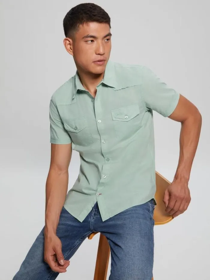 Men GUESS Shirts Nottingham Shirt Soft Mint