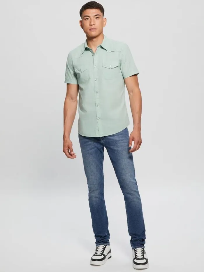Men GUESS Shirts Nottingham Shirt Soft Mint