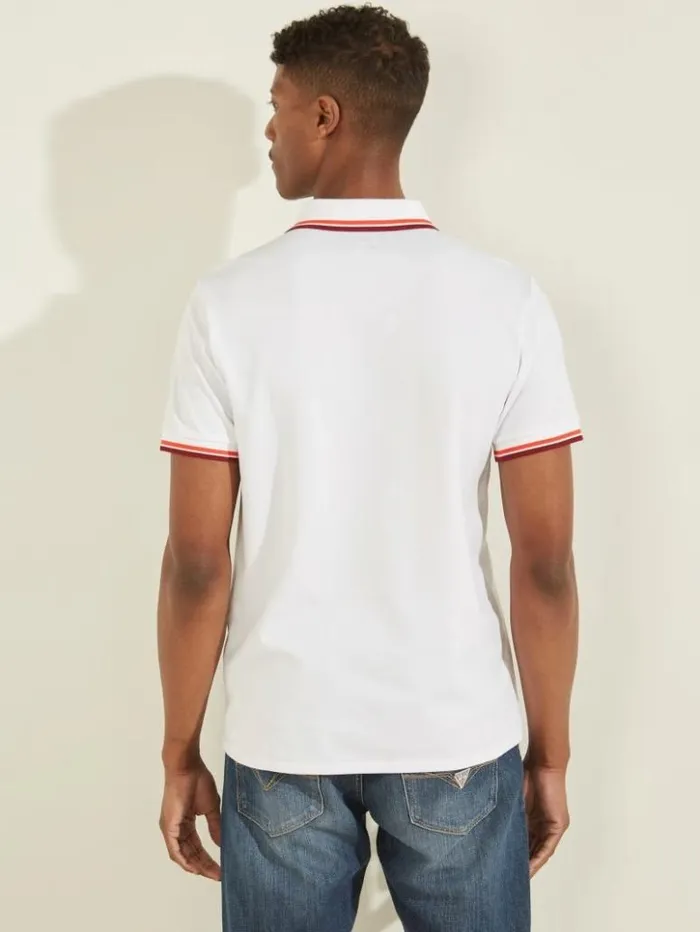 Men GUESS Shirts Sports Pique Polo Pure White