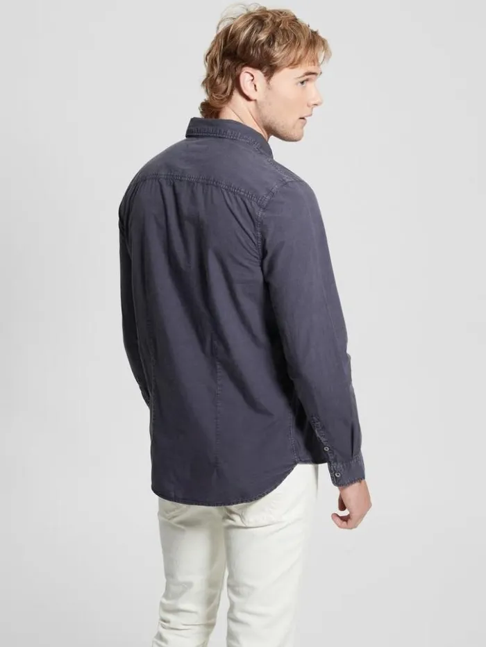 Men GUESS Shirts Sunset Washed Shirt Bleu lgant