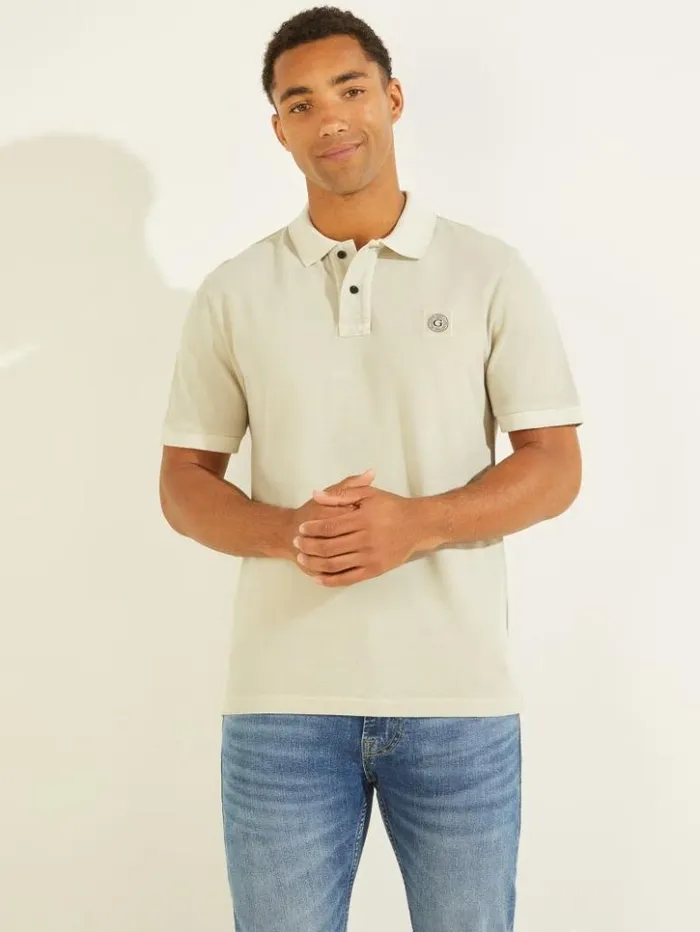Men GUESS Shirts Washed Polo Grey Boundary