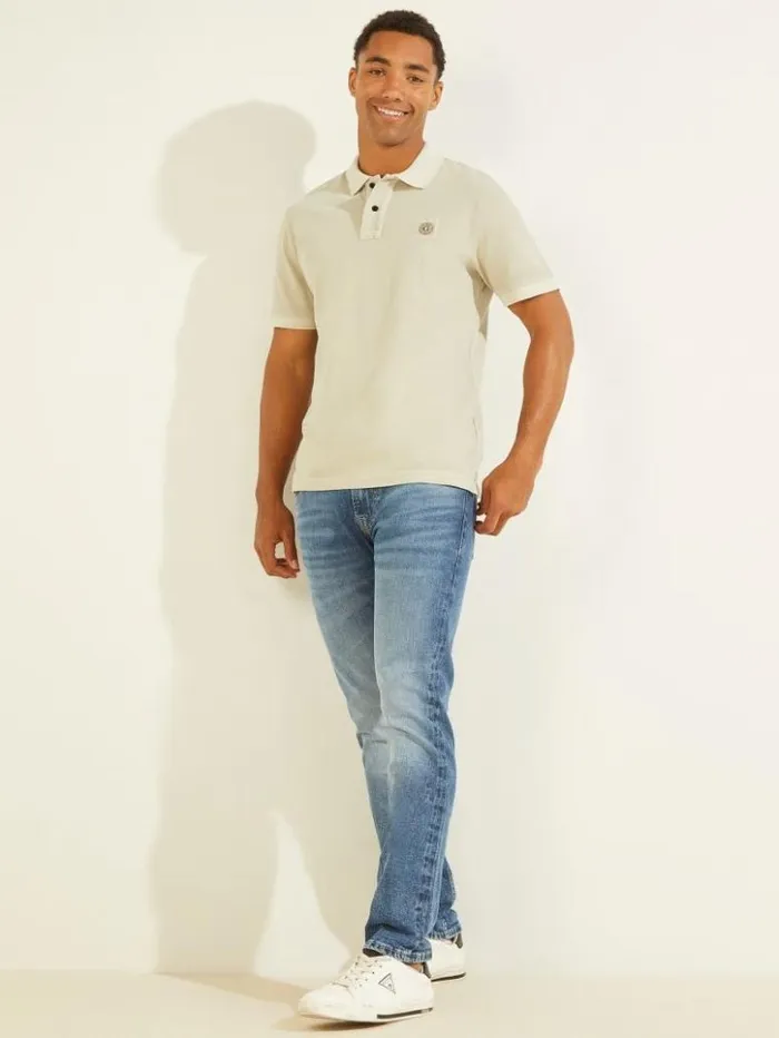 Men GUESS Shirts Washed Polo Grey Boundary