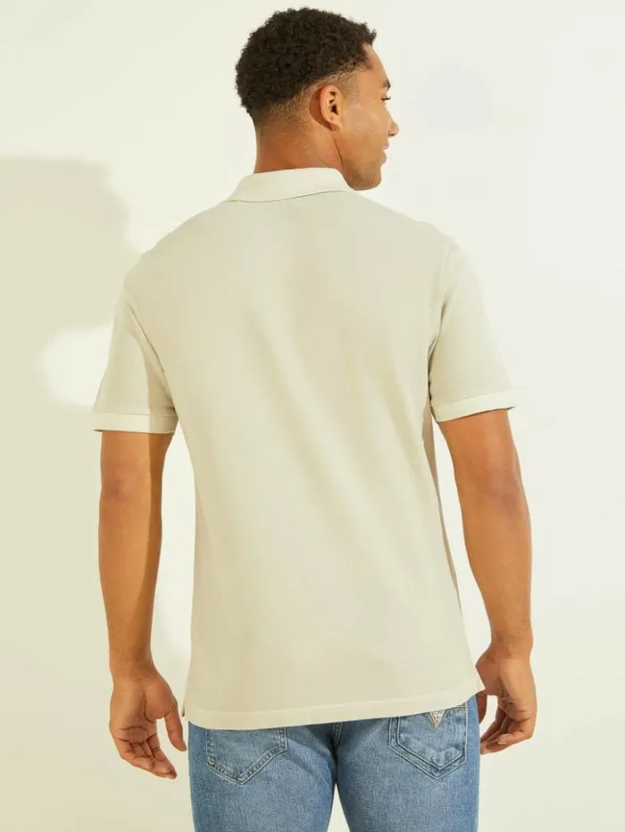 Men GUESS Shirts Washed Polo Grey Boundary