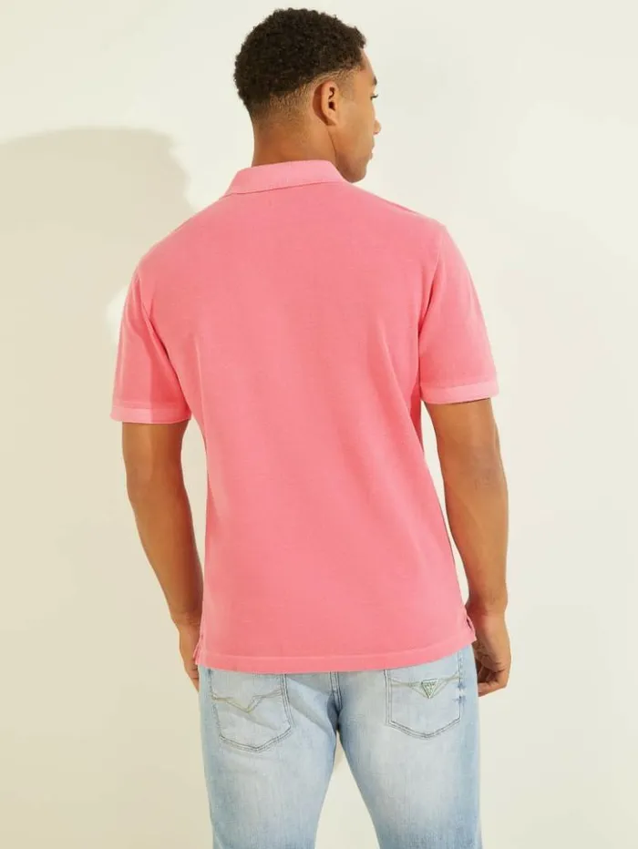 Men GUESS Shirts Washed Polo Rosy Glow Pink