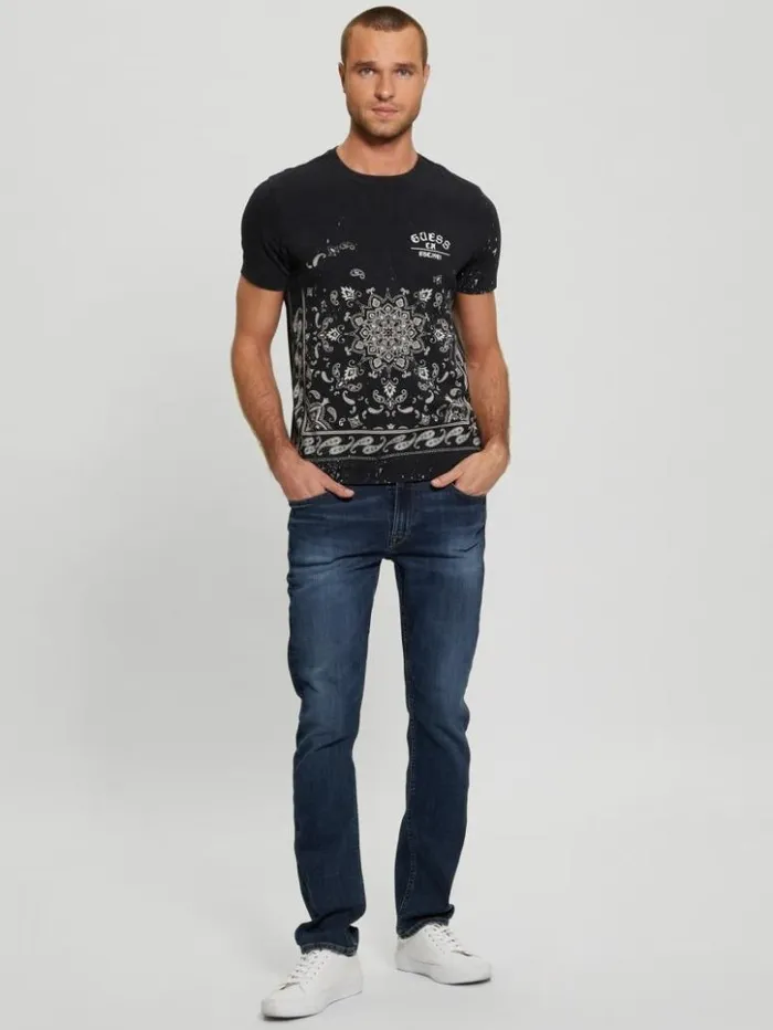 Men GUESS TShirts and Tanks Bandana Border Tee Jet Black Multi
