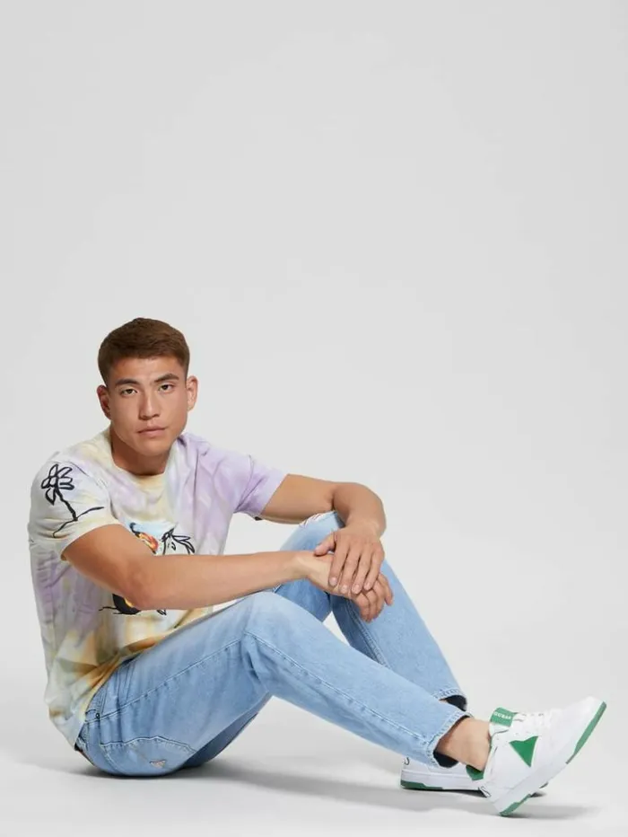 Men GUESS TShirts and Tanks Burning Tire Graphic Tee Pure White Multi