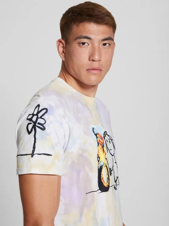 Men GUESS TShirts and Tanks Burning Tire Graphic Tee Pure White Multi