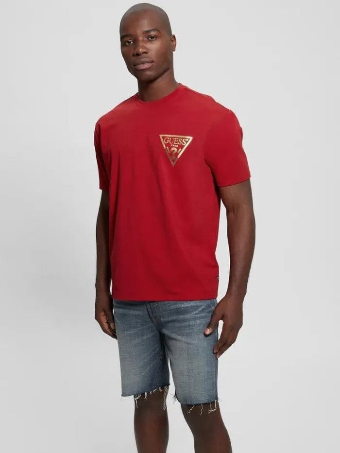 Men GUESS TShirts and Tanks Chinese New Year Stamped Dragon Tee Chili Red