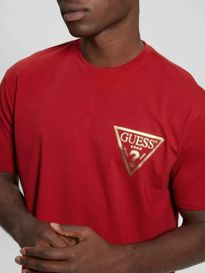 Men GUESS TShirts and Tanks Chinese New Year Stamped Dragon Tee Chili Red