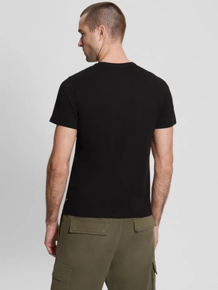 Men GUESS TShirts and Tanks Eco Abstract Triangle Logo Tee Black