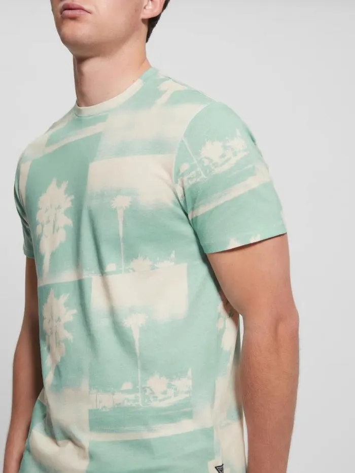 Men GUESS TShirts and Tanks Eco Basic La Palms Tree Tee Lagoon Fog