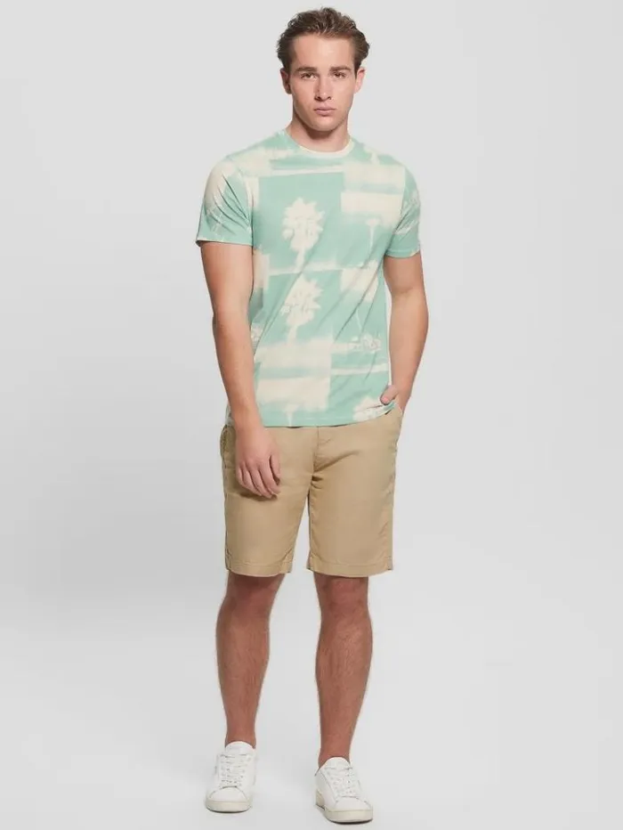Men GUESS TShirts and Tanks Eco Basic La Palms Tree Tee Lagoon Fog