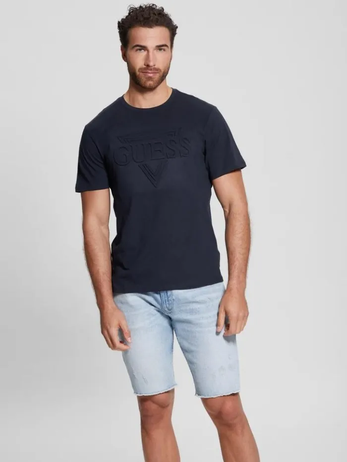 Men GUESS TShirts and Tanks Eco Embossed Logo Tee Bleu lgant
