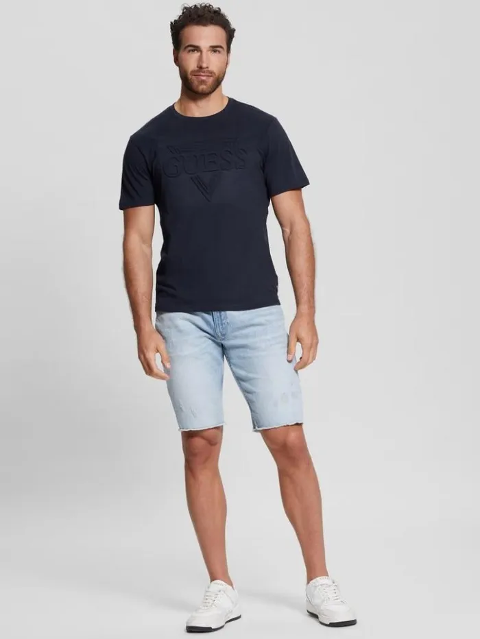 Men GUESS TShirts and Tanks Eco Embossed Logo Tee Bleu lgant