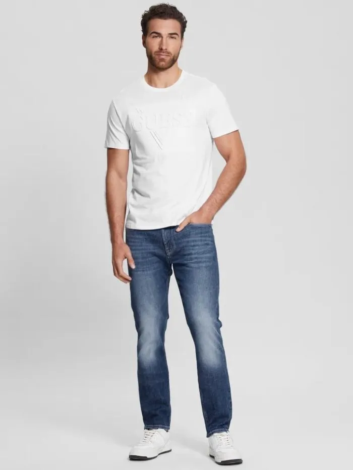 Men GUESS TShirts and Tanks Eco Embossed Logo Tee Pure White