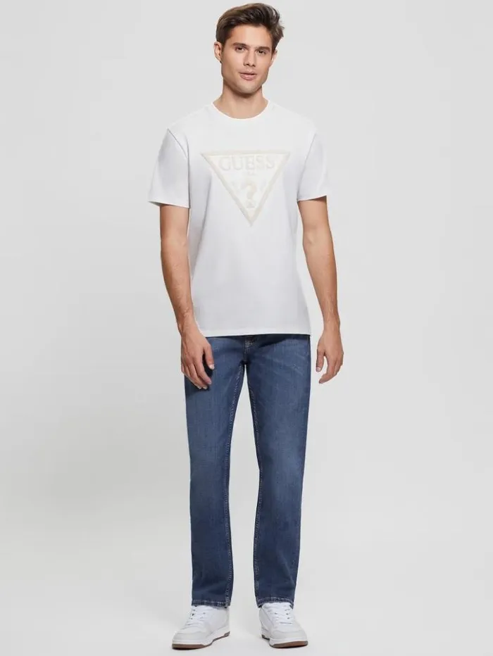 Men GUESS TShirts and Tanks Eco Embroidered Logo Tee Salt White