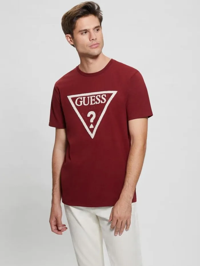 Men GUESS TShirts and Tanks Eco Embroidered Logo Tee Vino