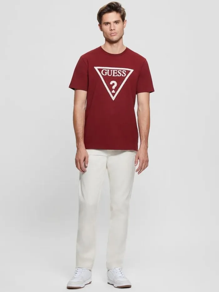 Men GUESS TShirts and Tanks Eco Embroidered Logo Tee Vino