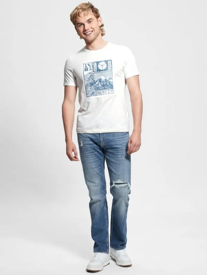 Men GUESS TShirts and Tanks Eco Embroidered Patch Tee Pure White