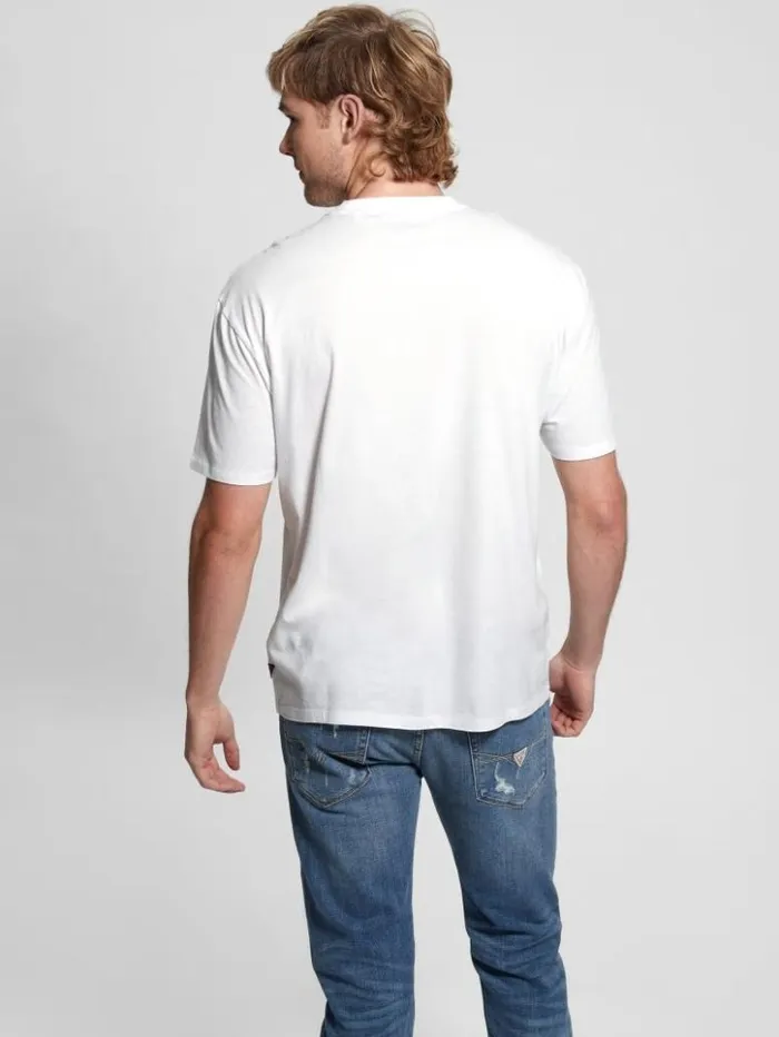Men GUESS TShirts and Tanks Eco Embroidered Patch Tee Pure White