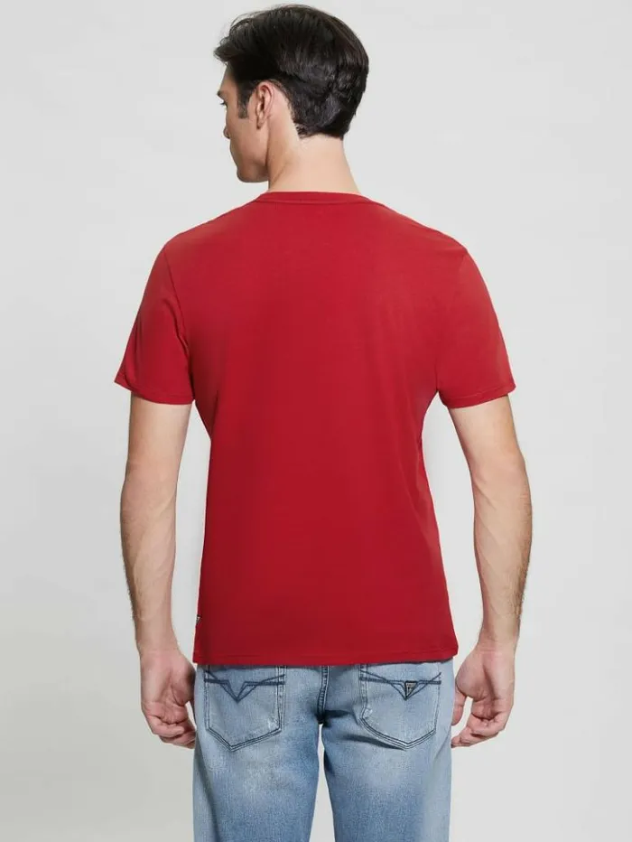 Men GUESS TShirts and Tanks Eco MetallicAccented Tee Chili Red