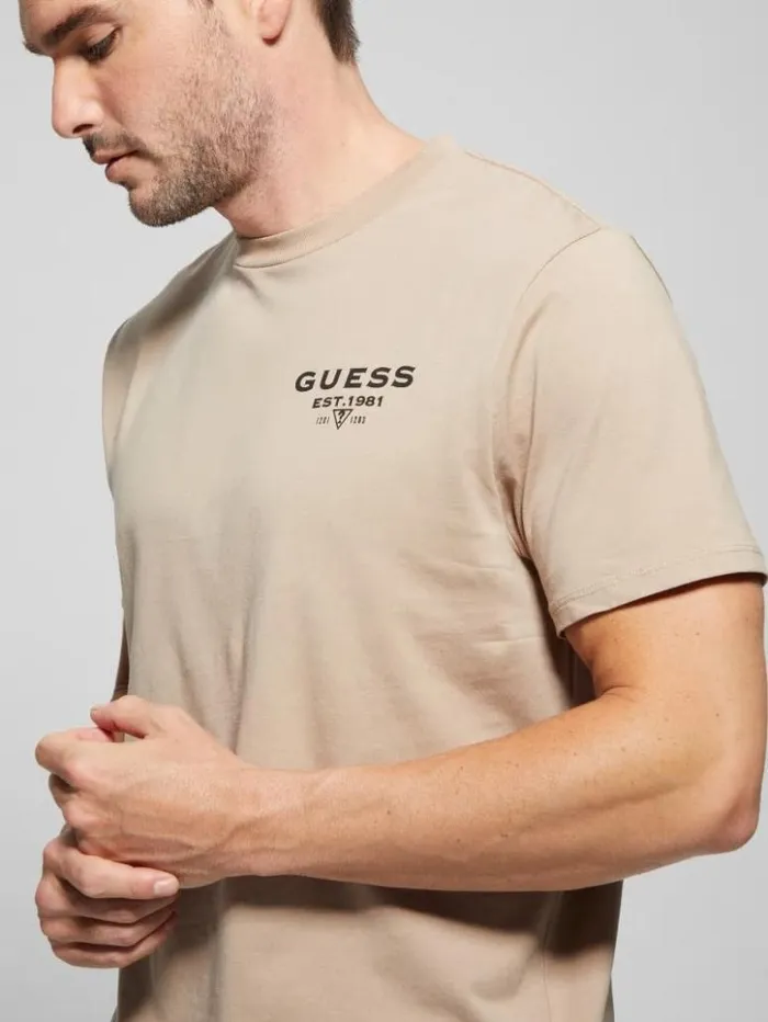 Men GUESS TShirts and Tanks Eco Signature Tee Neutral Sand