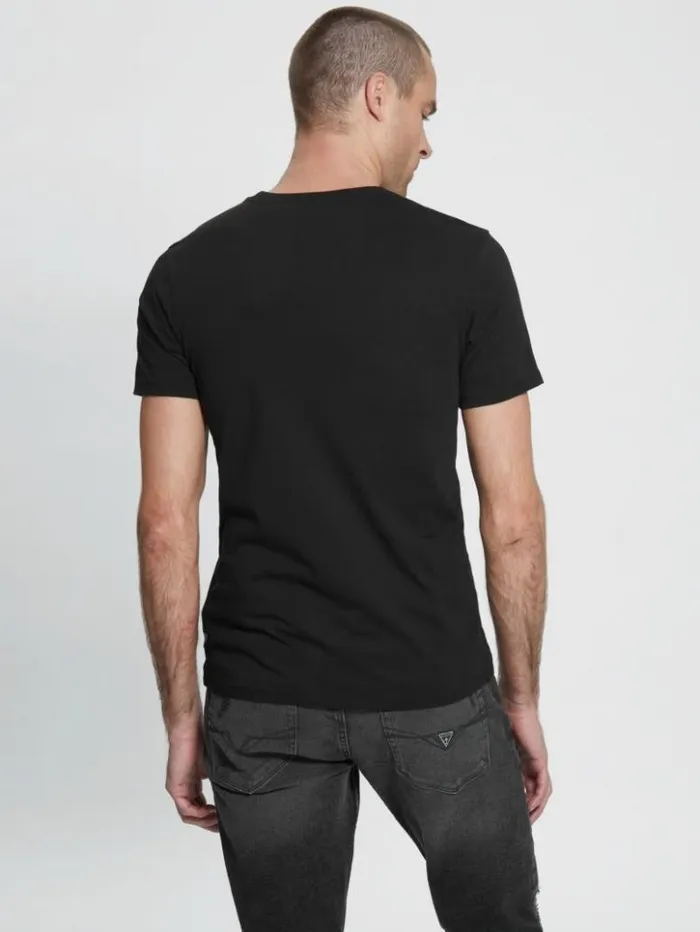 Men GUESS TShirts and Tanks Embossed Logo Tee Black