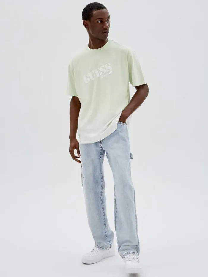 Men GUESS TShirts and Tanks GUESS Originals DipDye Logo Tee Soft Jade Multi