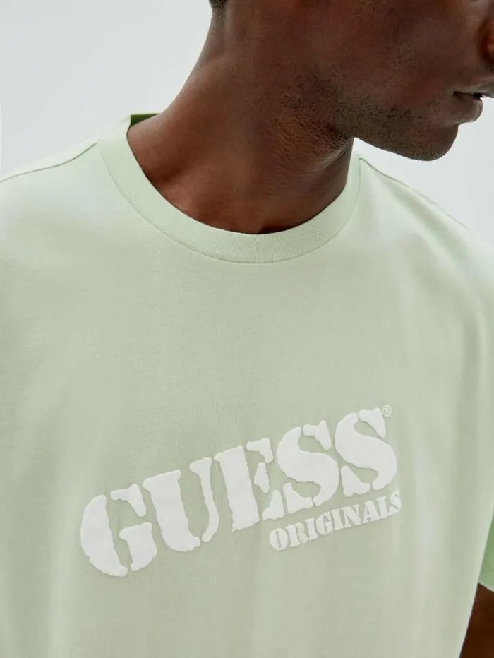 Men GUESS TShirts and Tanks GUESS Originals DipDye Logo Tee Soft Jade Multi