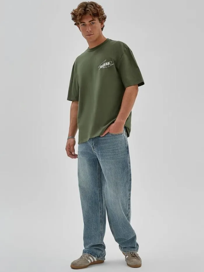 Men GUESS TShirts and Tanks GUESS Originals Eco Radio Tee Pond Cypress