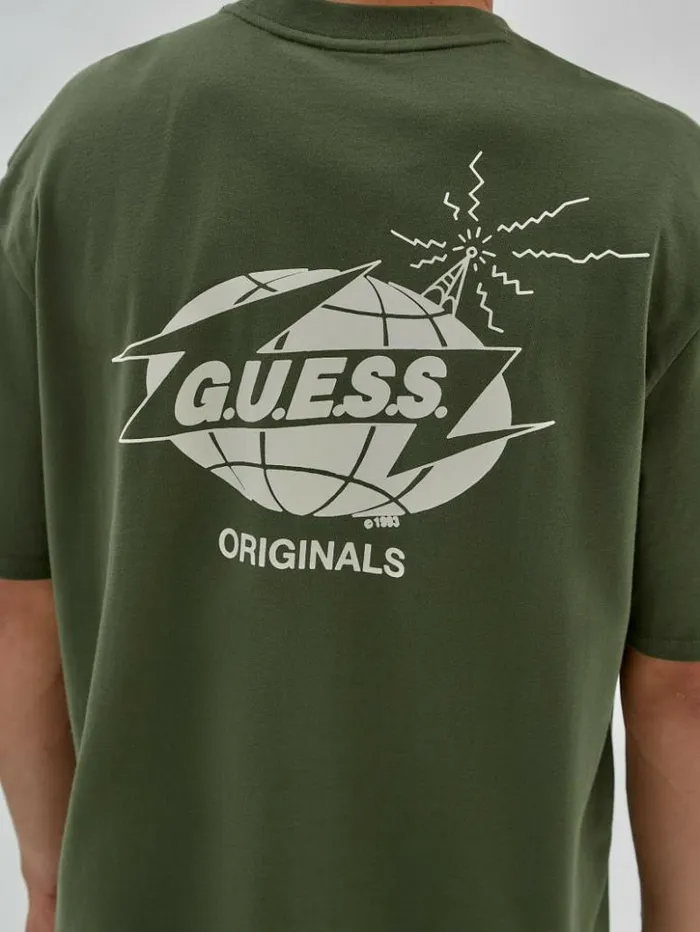 Men GUESS TShirts and Tanks GUESS Originals Eco Radio Tee Pond Cypress