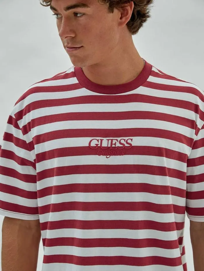 Men GUESS TShirts and Tanks GUESS Originals Eco Simple Stripe Tee Autumn Spice Multi Men GUESS TShirts and Tanks GUESS Originals Eco Simple Stripe Tee Autumn Spice Multi