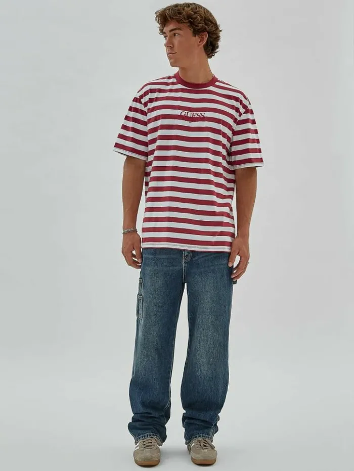 Men GUESS TShirts and Tanks GUESS Originals Eco Simple Stripe Tee Autumn Spice Multi Men GUESS TShirts and Tanks GUESS Originals Eco Simple Stripe Tee Autumn Spice Multi