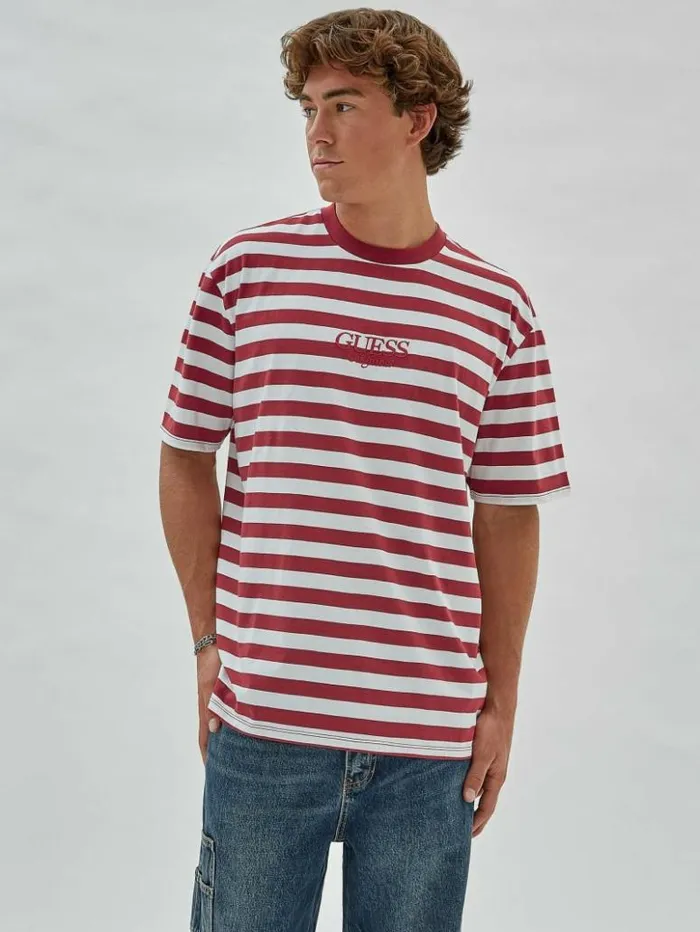 Men GUESS TShirts and Tanks GUESS Originals Eco Simple Stripe Tee Autumn Spice Multi Men GUESS TShirts and Tanks GUESS Originals Eco Simple Stripe Tee Autumn Spice Multi