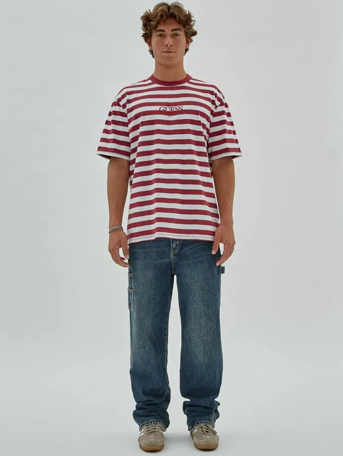 Men GUESS TShirts and Tanks GUESS Originals Eco Simple Stripe Tee Autumn Spice Multi Men GUESS TShirts and Tanks GUESS Originals Eco Simple Stripe Tee Autumn Spice Multi