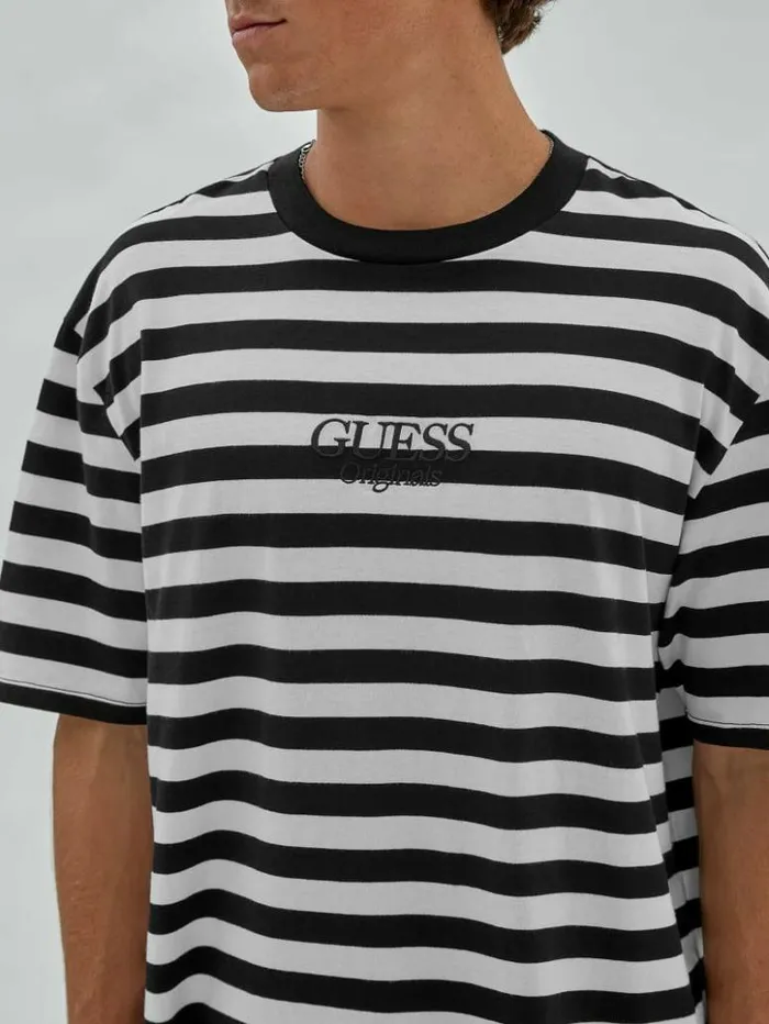 Men GUESS TShirts and Tanks GUESS Originals Eco Simple Stripe Tee Jet Black Multi Men GUESS TShirts and Tanks GUESS Originals Eco Simple Stripe Tee Jet Black Multi