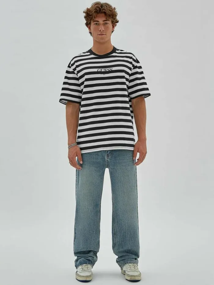 Men GUESS TShirts and Tanks GUESS Originals Eco Simple Stripe Tee Jet Black Multi Men GUESS TShirts and Tanks GUESS Originals Eco Simple Stripe Tee Jet Black Multi