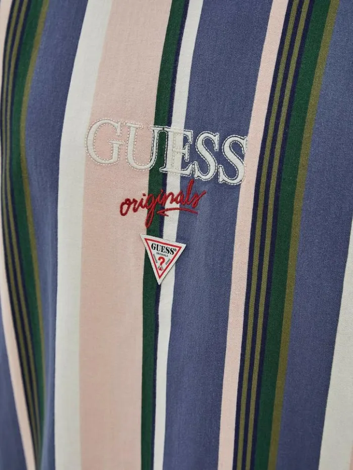Men GUESS TShirts and Tanks GUESS Originals Eco Stiped Logo Tee Sandy Shore Multi Men GUESS TShirts and Tanks GUESS Originals Eco Stiped Logo Tee Sandy Shore Multi
